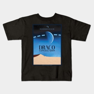 Art Deco Space Travel Poster - Draco Constellation Kids T-Shirt